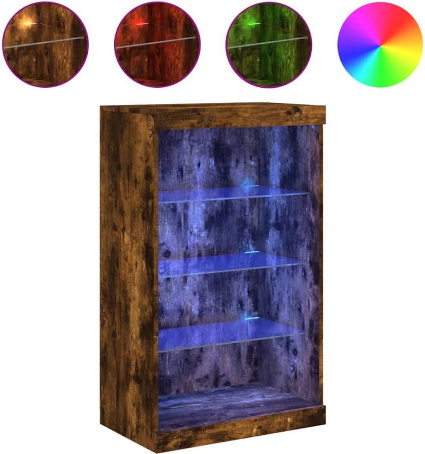 VidaXL Dressoir met LED 60 5x37x100 cm Eikenkleur Dressoir Buffetkast Kast Led Verlichting Rgb Verlichting - Foto 2