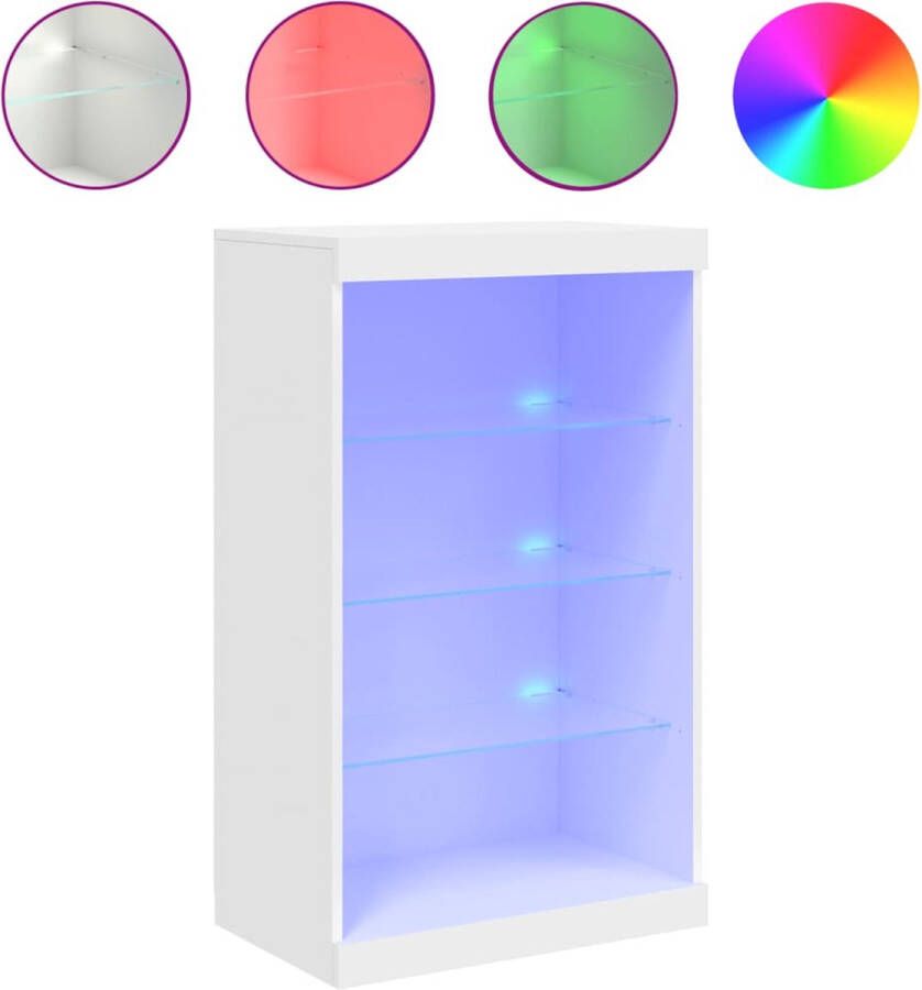 VidaXL Dressoir LED Verlichting 60 5x37x100 cm Wit Moderne Kast Led Dresser Tv Stand Salontafel Opslagoplossing - Foto 2