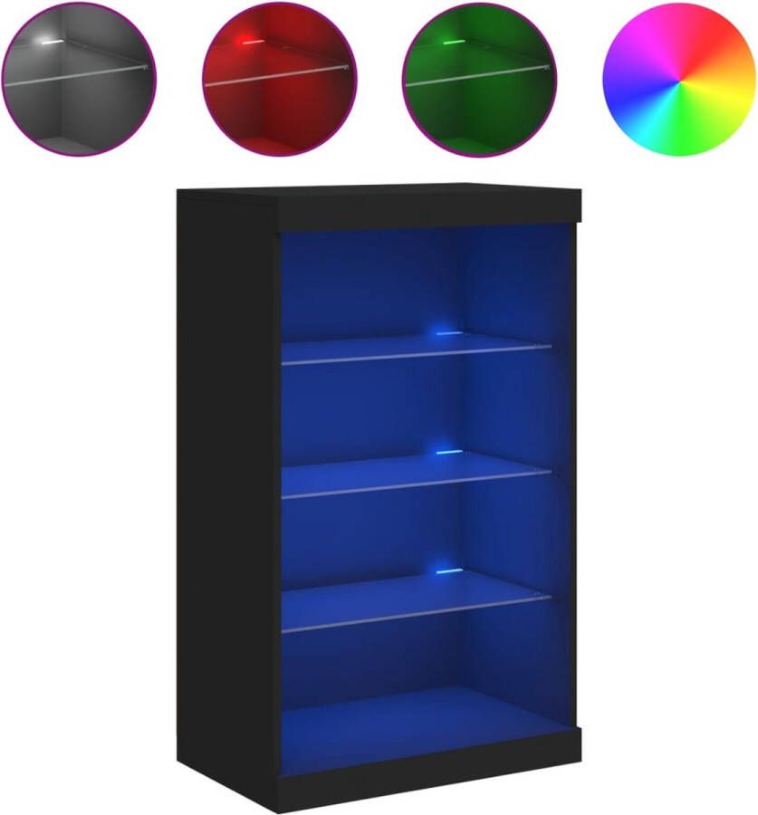 VidaXL Dressoir Met LED-verlichting Zwart Dressoir Buffetkast Led Verlichting Modern Design Woonkamer