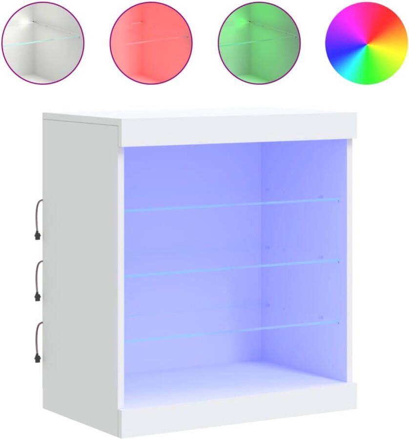 VidaXL Dressoir Met LED-Verlichting Wit Hout 60 5x37x67 cm Moderne Kast Led Verlichting Tv Stand Salontafel Opbergkast - Foto 4