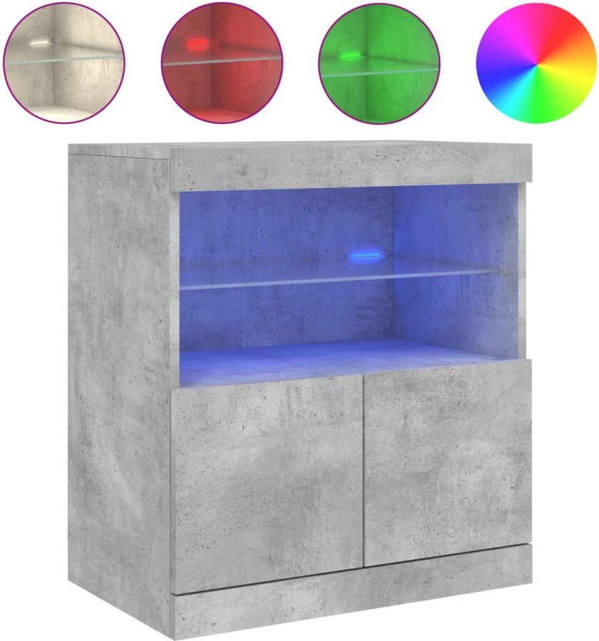 VidaXL -Dressoir-met-LED-verlichting-60x37x67-cm-betongrijs - Foto 2