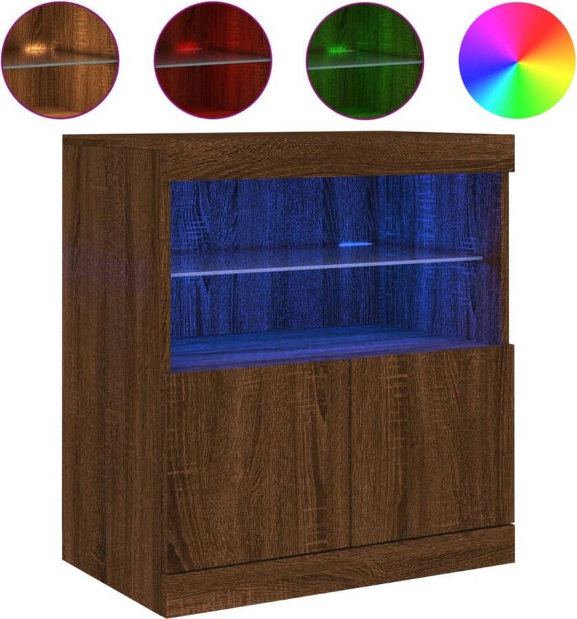 VidaXL -Dressoir-met-LED-verlichting-60x37x67-cm-bruineikenkleurig - Foto 3