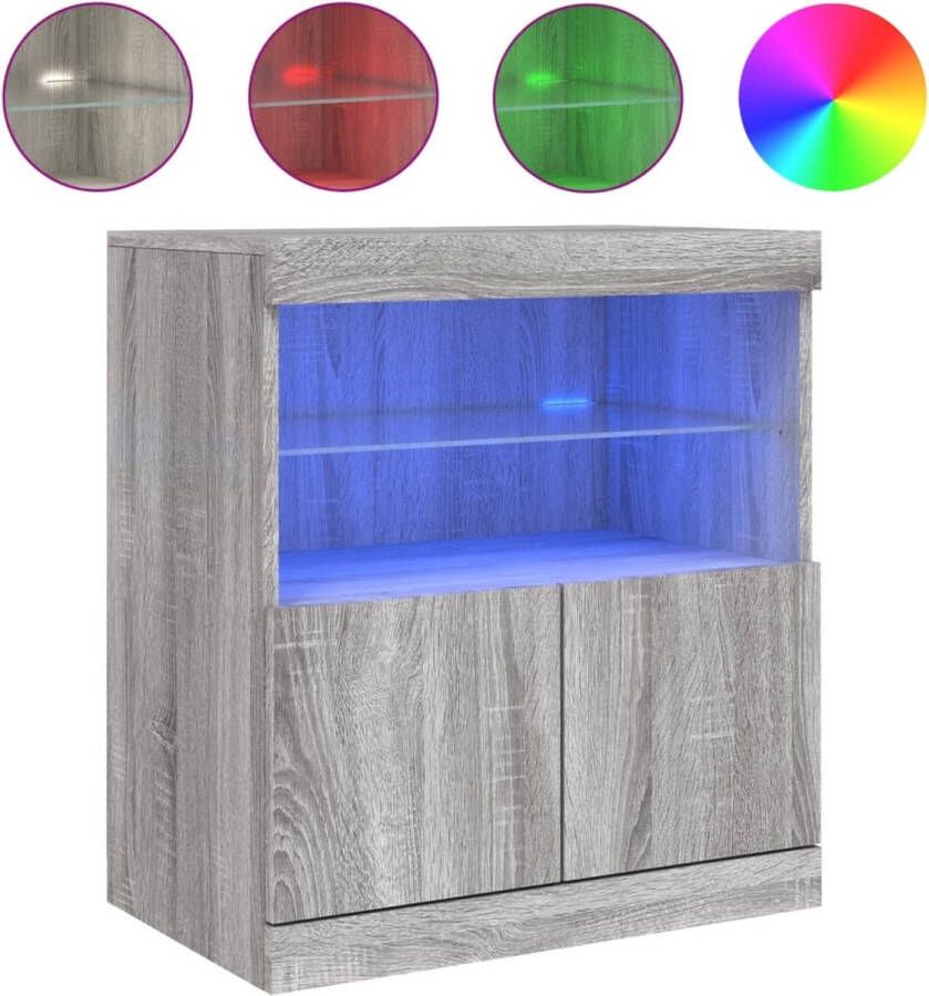 VidaXL -Dressoir-met-LED-verlichting-60x37x67-cm-grijs-sonoma-eiken - Foto 2