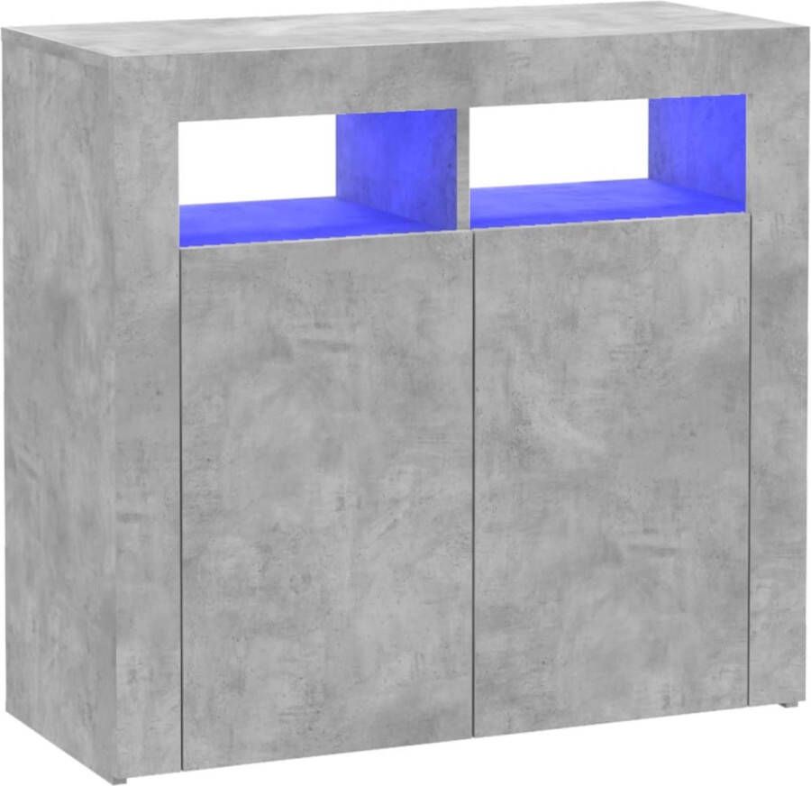 VidaXL -Dressoir-met-LED-verlichting-80x35x75-cm-betongrijs - Foto 4