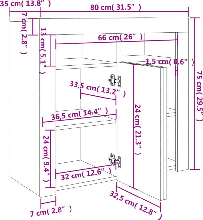 VidaXL -Dressoir-met-LED-verlichting-80x35x75-cm-betongrijs - Foto 6