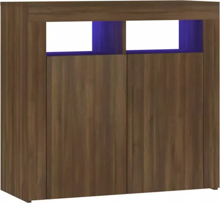 VidaXL -Dressoir-met-LED-verlichting-80x35x75-cm-bruin-eiken - Foto 4