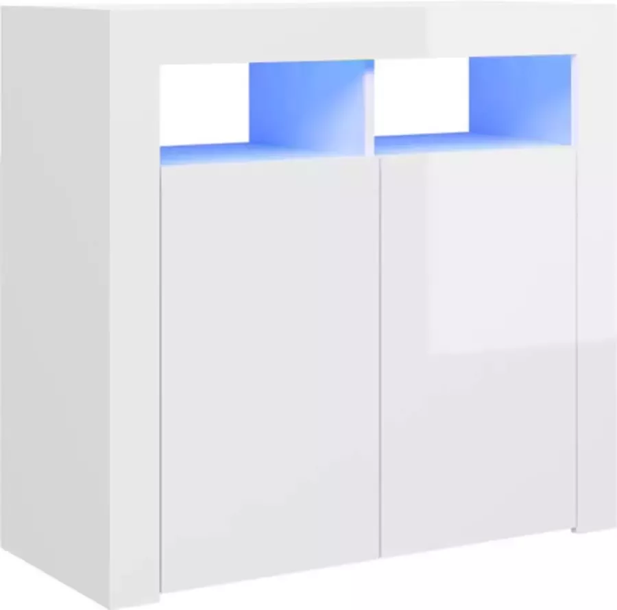 VidaXL -Dressoir-met-LED-verlichting-80x35x75-cm-hoogglans-wit - Foto 4