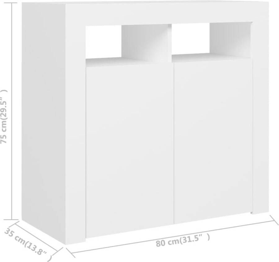 VidaXL -Dressoir-met-LED-verlichting-80x35x75-cm-wit - Foto 3