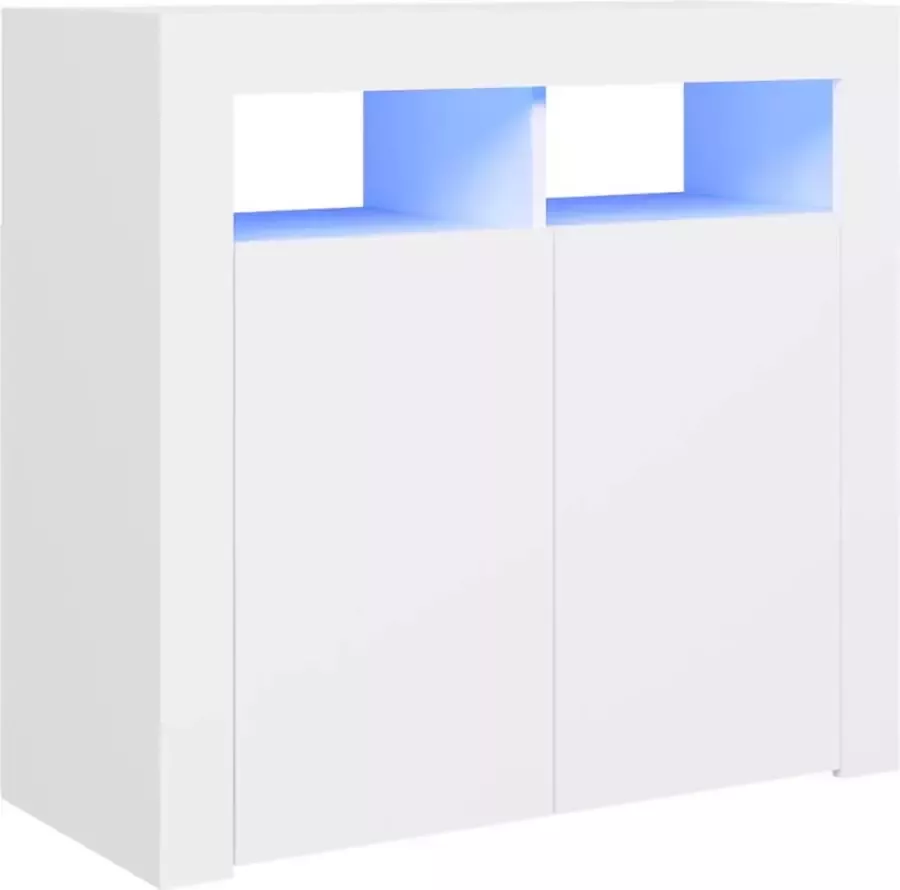 VidaXL Dressoir LED-verlichting Wit 80x35x75 cm Dressoir Tv-meubel Led Verlichting Houten Dressoir Wit Dressoir - Foto 2
