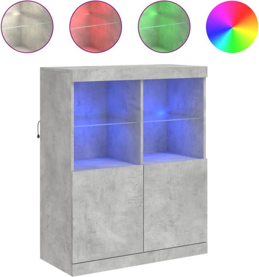 VidaXL -Dressoir-met-LED-verlichting-81x37x100-cm-betongrijs - Foto 4