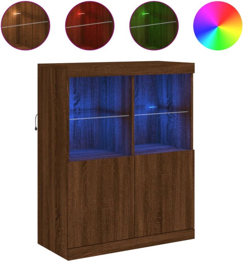 VidaXL -Dressoir-met-LED-verlichting-81x37x100-cm-bruineikenkleurig - Foto 4