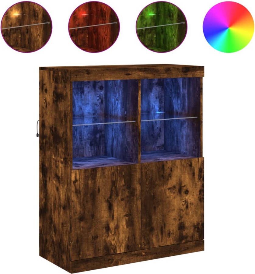 VidaXL -Dressoir-met-LED-verlichting-81x37x100-cm-gerookt-eikenkleurig - Foto 4