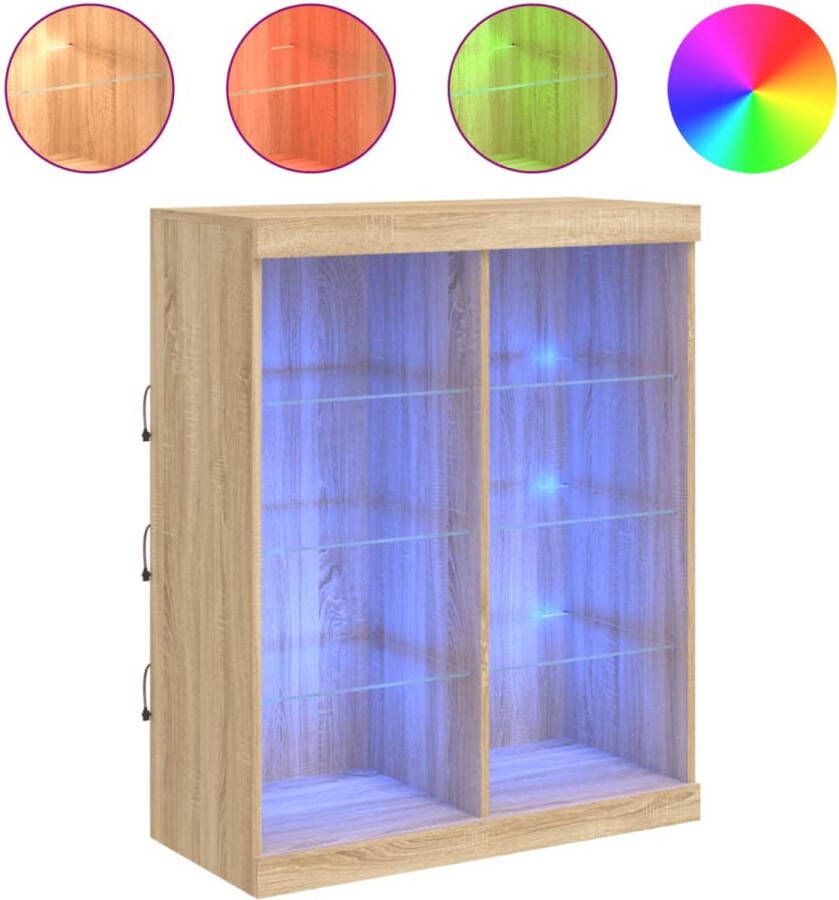 VidaXL Dressoir LED-verlichting Sonoma Eiken Dressoir Buffetkast Led Verlichting Sonomapine Houten Kast - Foto 2
