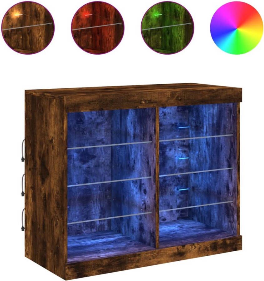 VidaXL -Dressoir-met-LED-verlichting-81x37x67-cm-gerookt-eikenkleurig - Foto 3