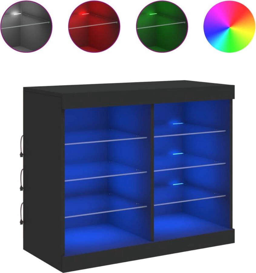 VidaXL -Dressoir-met-LED-verlichting-81x37x67-cm-zwart - Foto 3