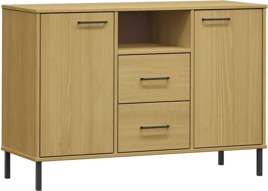 VidaXL -Dressoir-met-metalen-poten-OSLO-113x40x77-cm-grenenhout-bruin