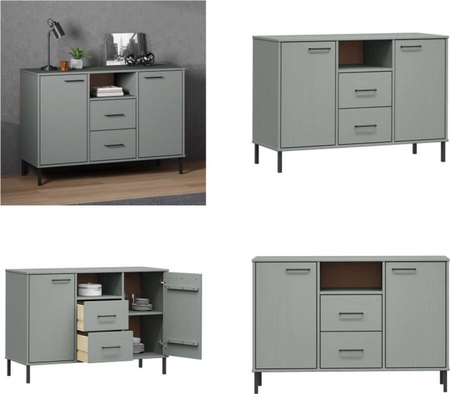 VidaXL -Dressoir-met-metalen-poten-OSLO-113x40x77-cm-grenenhout-grijs - Foto 2