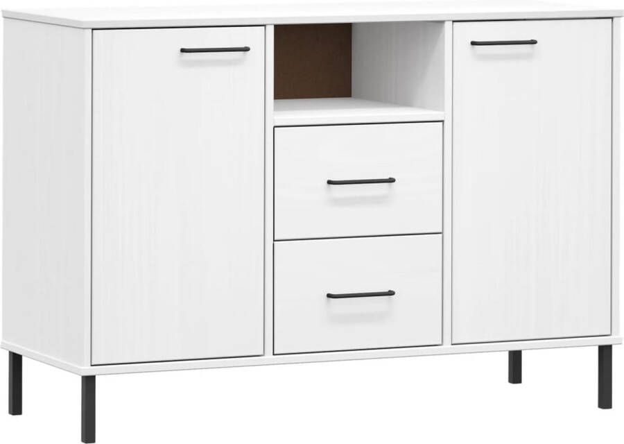 VidaXL -Dressoir-met-metalen-poten-OSLO-113x40x77-cm-grenenhout-wit