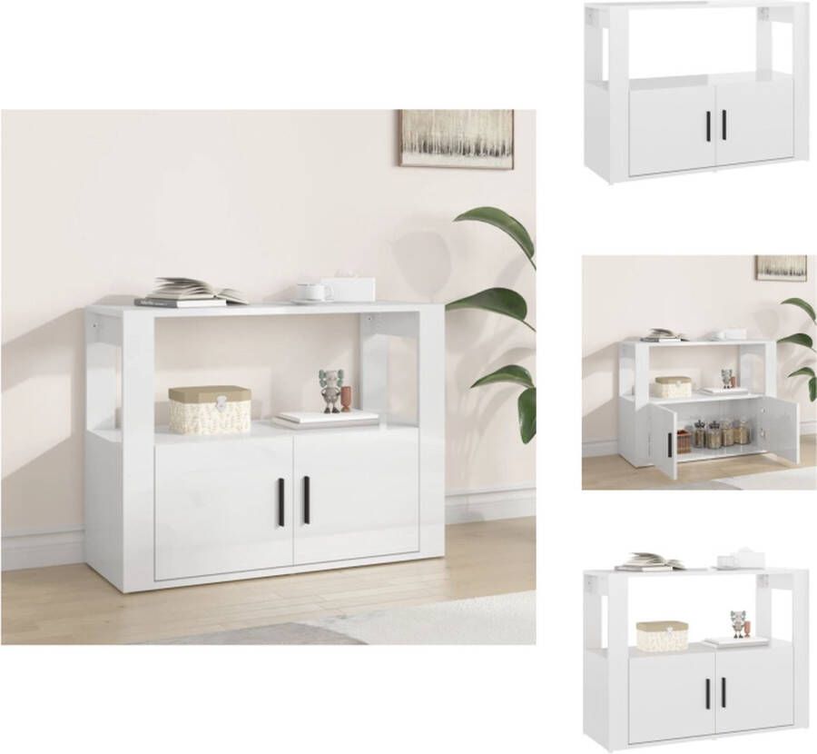 VidaXL Dressoir Dressoirs Kast Wandkast Dressoir 80x30x60 cm bewerkt hout hoogglans wit - Foto 2