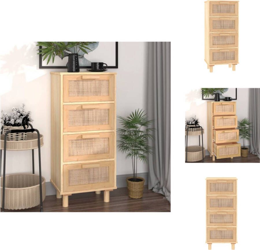 VidaXL Dressoir Meubelen 40 x 30 x 90 cm Bruin Bewerkt hout Massief grenenhout Rattan Keukenkast