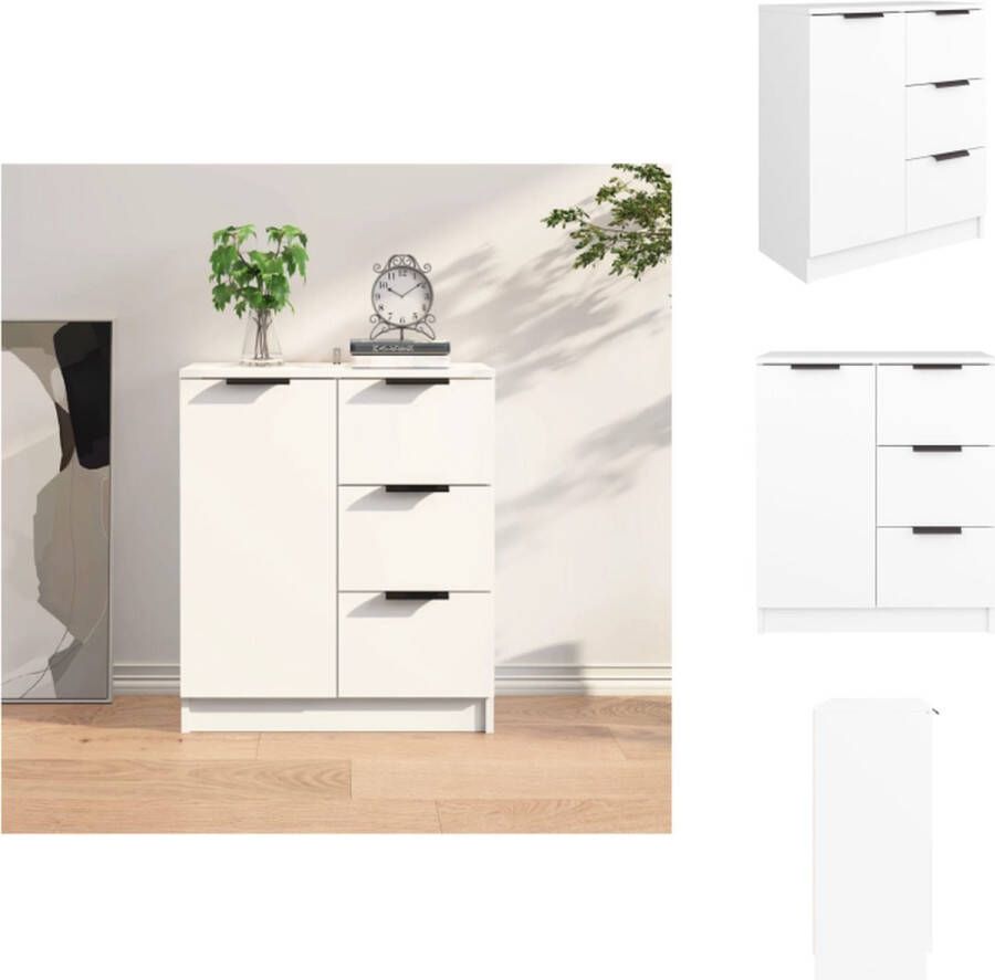 VidaXL Dressoir Dressoirs Kast Wandkast Dressoir 60x30x70 cm bewerkt hout wit - Foto 2