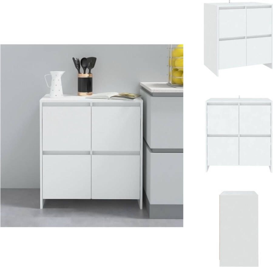 VidaXL Dressoir minimalistisch ontwerp 4 deuren 70 x 41 x 75 cm wit Keukenkast