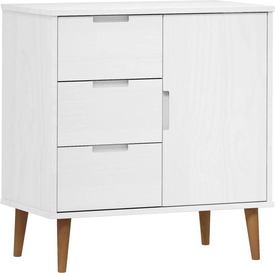 VidaXL -Dressoir-MOLDE-76 5x40x80-cm-massief-grenenhout-wit - Foto 2