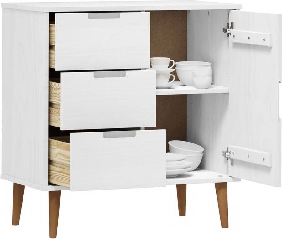 VidaXL -Dressoir-MOLDE-76 5x40x80-cm-massief-grenenhout-wit - Foto 4