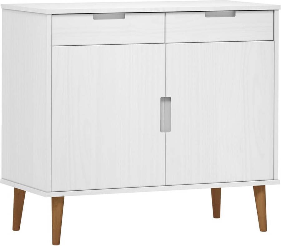 VidaXL Dressoir MOLDE Wit 90x40x80 cm Dressoir Kast Scandinavisch Design Grenenhout Wit - Foto 2
