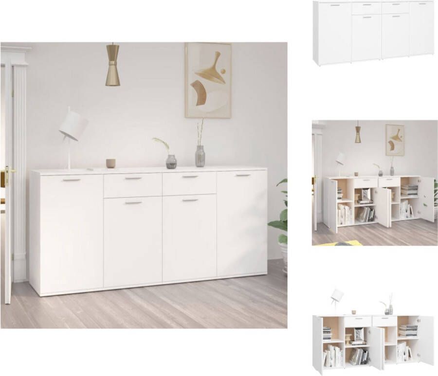 VidaXL Dressoir Dressoirs Zijkast Zijkasten Dressoir 160x36x75 cm bewerkt hout wit - Foto 2