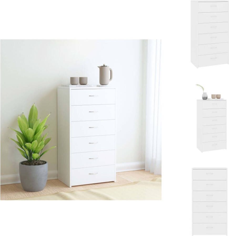 VidaXL Dressoir niet vermeld Dressoir 50 x 34 x 96 cm Kleur- Wit Materiaal- Bewerkt hout 6 lades Keukenkast - Foto 2