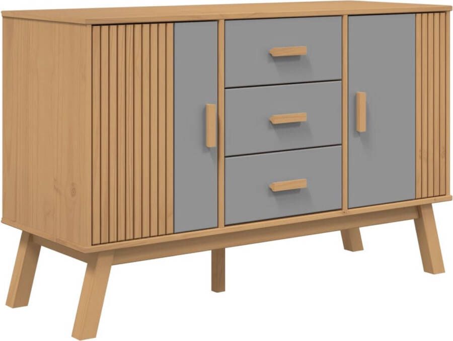 VidaXL -Dressoir-OLDEN-114x43x73 5-cm-massief-grenenhout-grijs-en-bruin - Foto 4