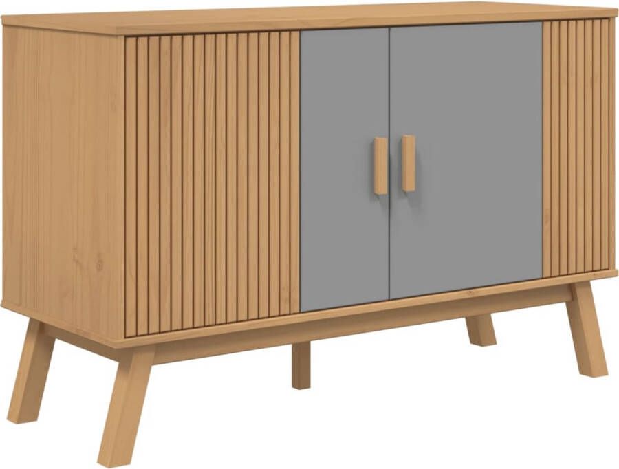 VidaXL -Dressoir-OLDEN-114x43x73 5-cm-massief-grenenhout-grijs-en-bruin - Foto 4