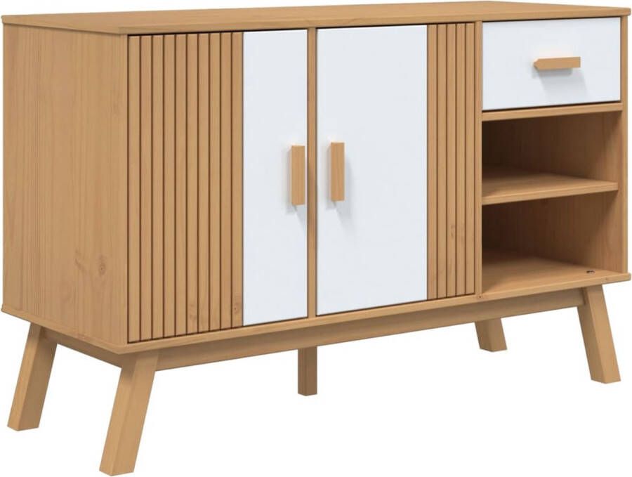 VidaXL -Dressoir-OLDEN-114x43x73 5-cm-massief-grenenhout-wit-en-bruin - Foto 4