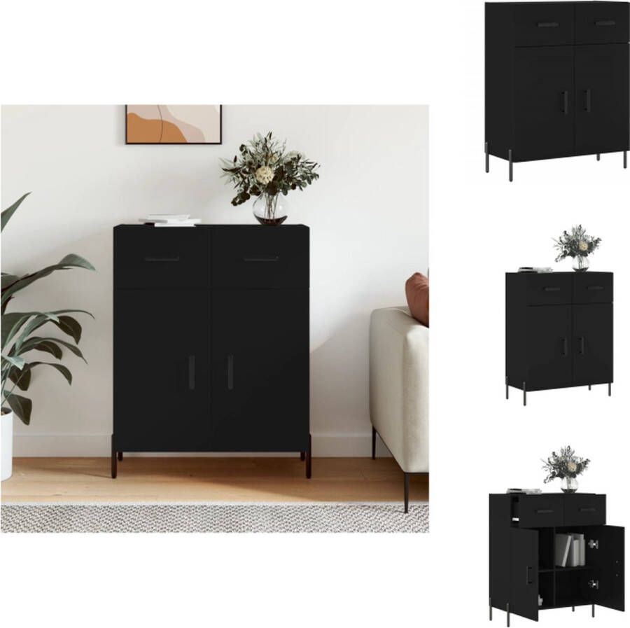 VidaXL Dressoir Dressoirs Kast Wandkast Dressoir 69 5x34x90 cm bewerkt hout zwart - Foto 3