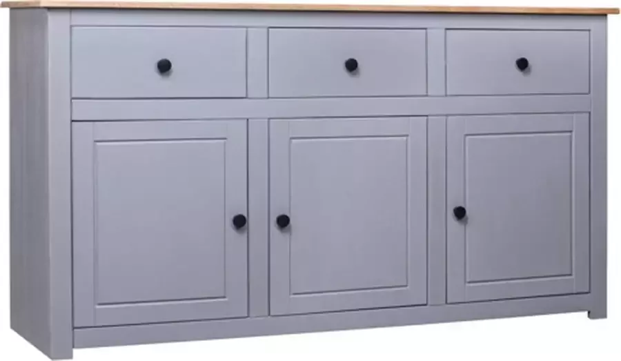 VidaXL -Dressoir-Panama-Range-135x40x80-cm-massief-grenenhout-grijs - Foto 4