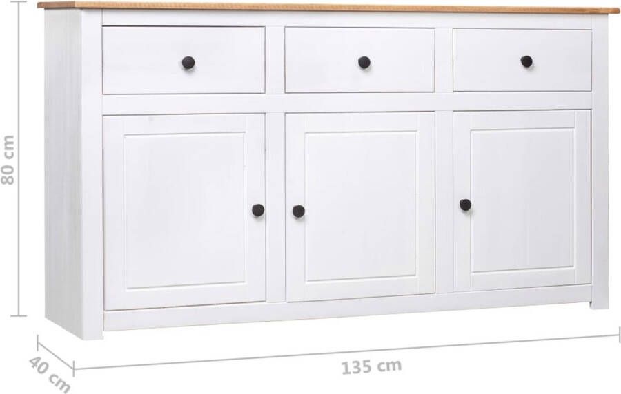 VidaXL -Dressoir-Panama-Range-135x40x80-cm-massief-grenenhout-wit - Foto 2