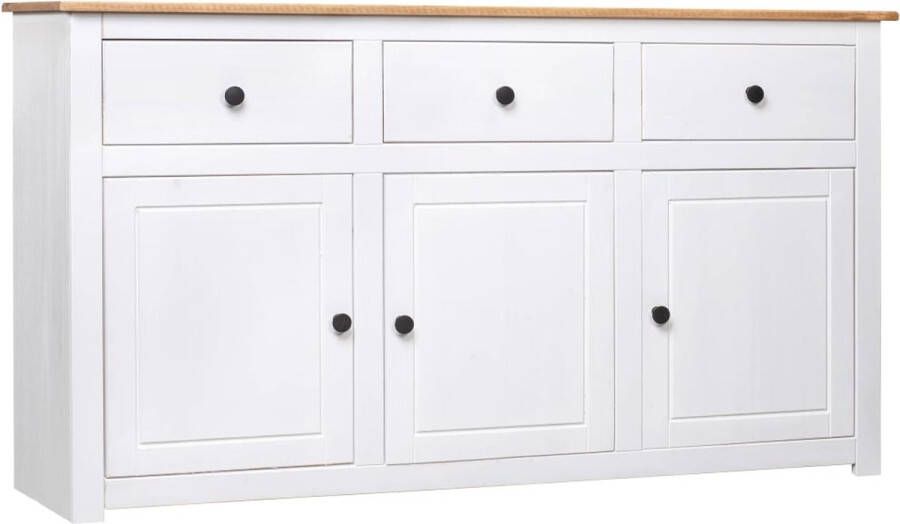 VidaXL Dressoir Panama Range 135x40x80 cm Grenenhout Dressoir Massief Hout Grenenhouten Dressoir Witte Dressoir Vintage Dressoir - Foto 2