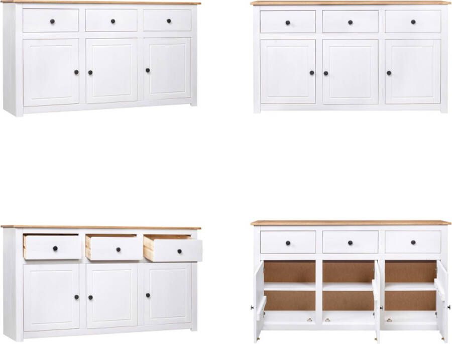 VidaXL Dressoir Panama Range 135x40x80 cm massief grenenhout wit Dressoir Dressoirs Houten Dressoir Bijzetkast