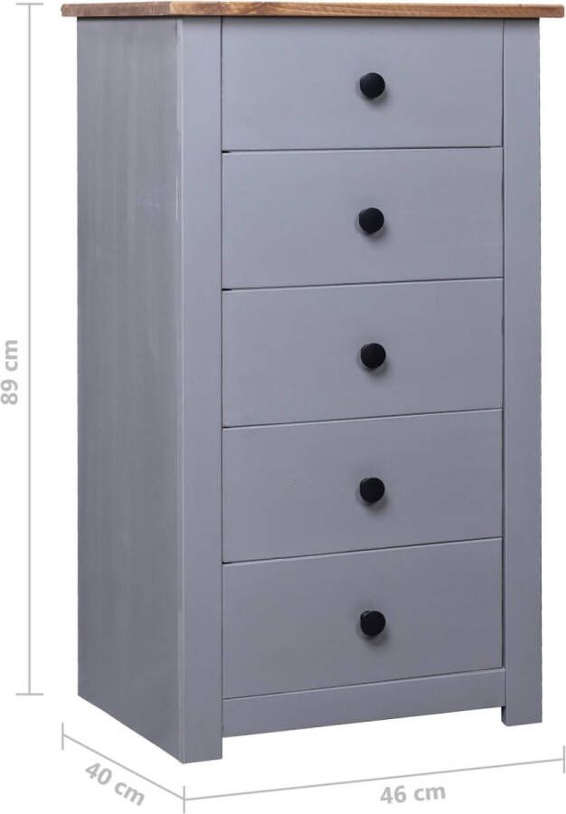 VidaXL -Dressoir-Panama-Range-46x40x89-cm-grenenhout-grijs - Foto 2