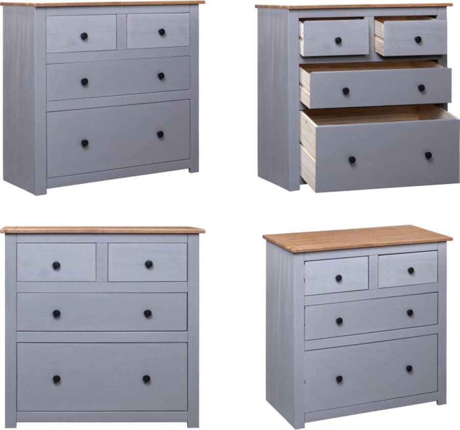 VidaXL Dressoir Panama Range 80x40x83 cm grenenhout grijs Dressoir Dressoirs Houten Dressoir Bijzetkast