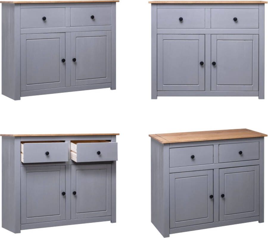 VidaXL Dressoir Panama Range 93x40x80 cm massief grenenhout grijs Dressoir Dressoirs Houten Dressoir Bijzetkast