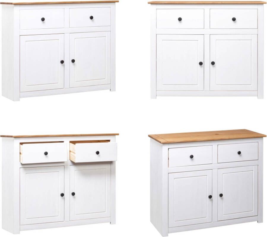 VidaXL Dressoir Panama Range 93x40x80 cm massief grenenhout wit Dressoir Dressoirs Houten Dressoir Bijzetkast