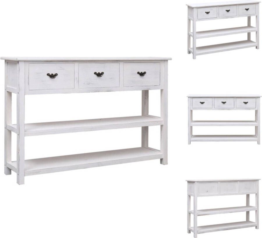 VidaXL Dressoir Dressoirs Houten Kastje Houten Kastjes Dressoir 115x30x76 cm hout antiekwit - Foto 2