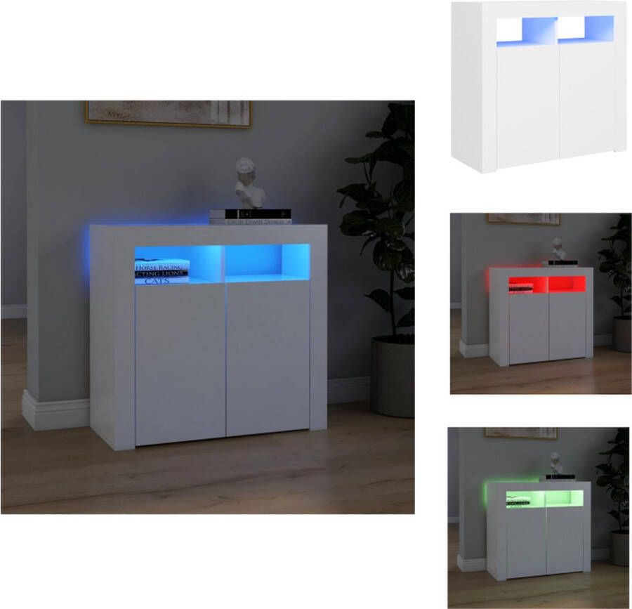 VidaXL Dressoir Dressoirs Dressoir Met LED-verlichting Dressoirs Met LED-verlichtingen Dressoir met LED-verlichting 80x35x75 cm wit