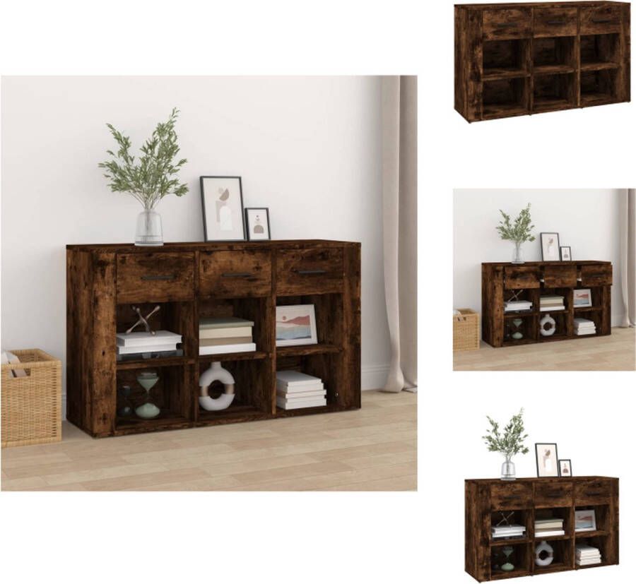 VidaXL Dressoir Rook Eiken 100x30x59.5cm Stevig Vochtbestendig Bijzetkast met Voldoende Opbergruimte en Weergavefunctie Keukenkast - Foto 2