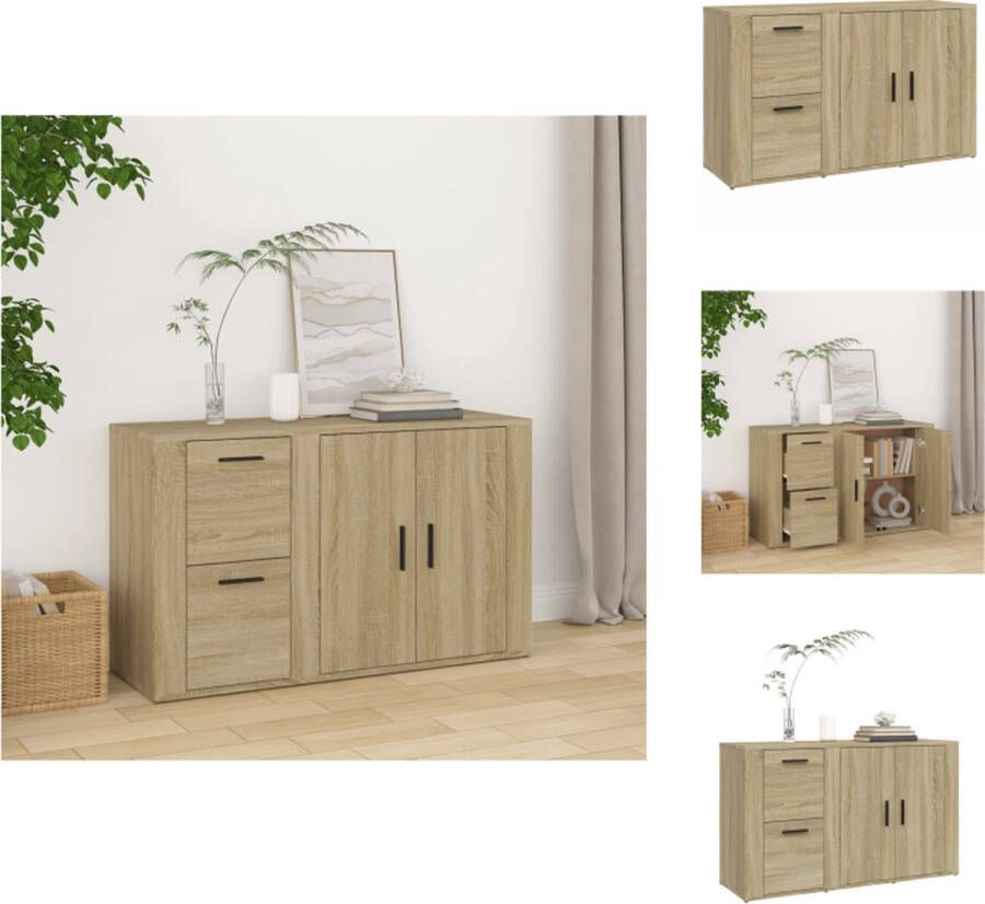 VidaXL Dressoir Dressoirs Kast Wandkast Dressoir 100x33x59-5 cm bewerkt hout sonoma eikenkleurig - Foto 2