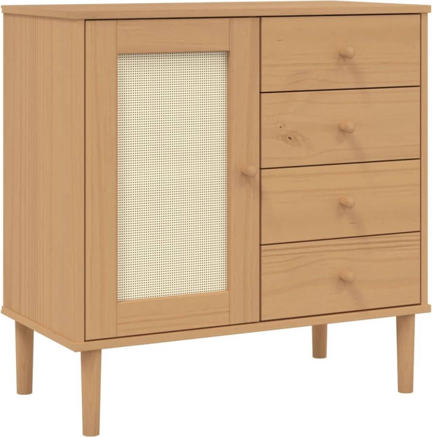 VidaXL Dressoir SENJA 80x40x80 cm Rattan Look Bruin Dressoir Bruine Dressoirs Vintage Dressoir Ratan Dressoir Grenenhouten Dressoir - Foto 2