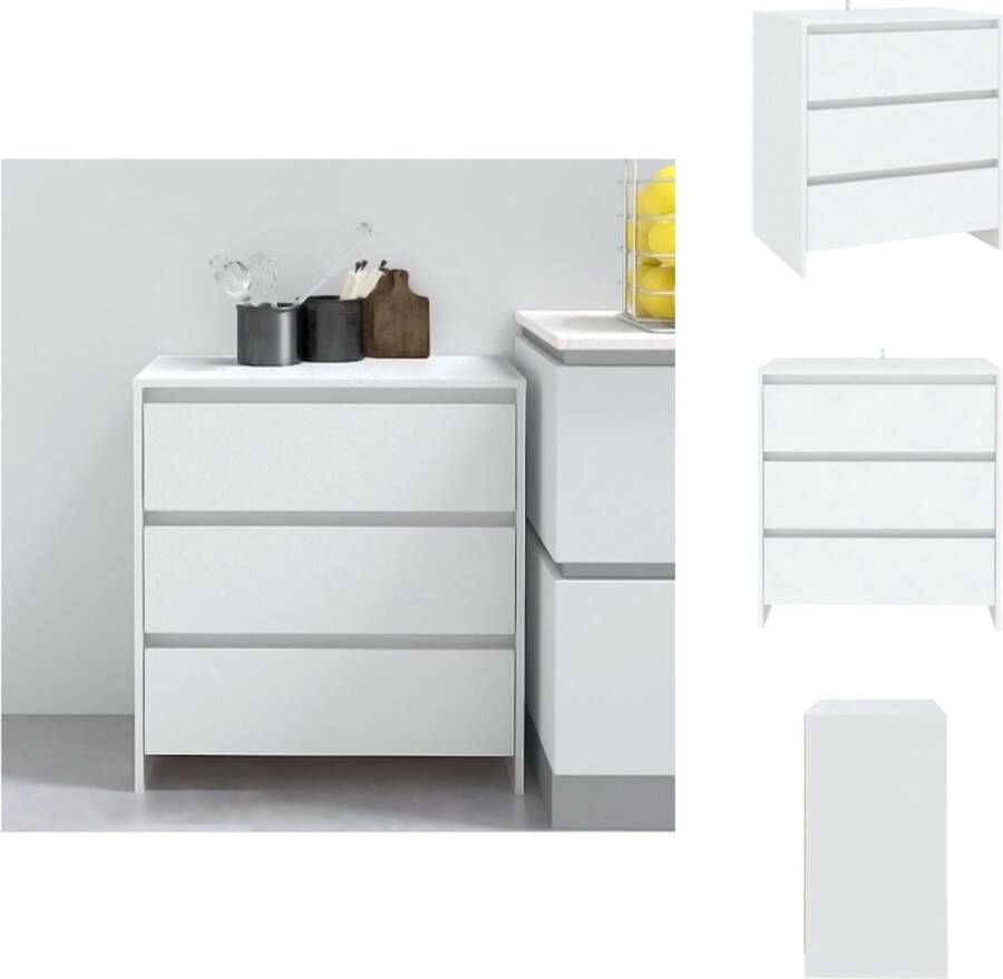 VidaXL Dressoir Dressoirs Buffetkast Opbergkast Dressoir 70x41x75 cm bewerkt hout wit - Foto 2