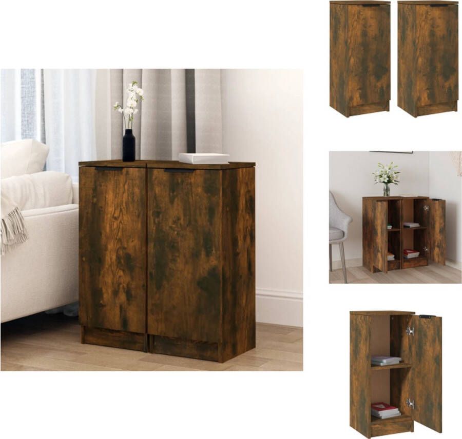 VidaXL Dressoir Dressoirs Kast Wandkast Dressoirs 2 st 30x30x70 cm bewerkt hout gerookt eikenkleurig - Foto 2